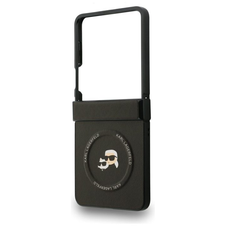 Dėklas Samsung Galaxy Z Flip 7 Karl Lagerfeld Karl&Choupette juodas – stilingas pasirinkimas