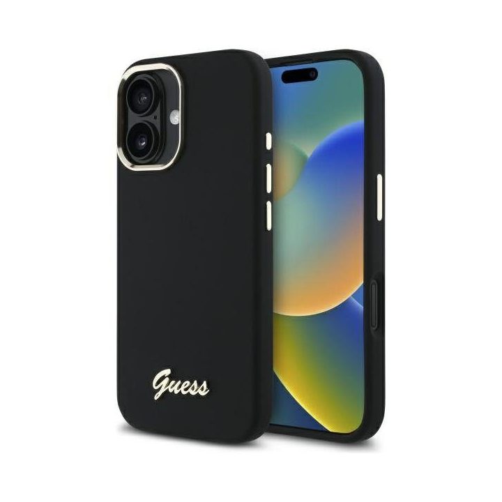 Dėklas iPhone 16 Plus Guess juodas su logotipu – patikimas pasirinkimas