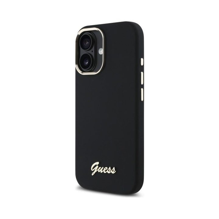 Dėklas iPhone 16 Plus Guess juodas su logotipu – patikimas pasirinkimas