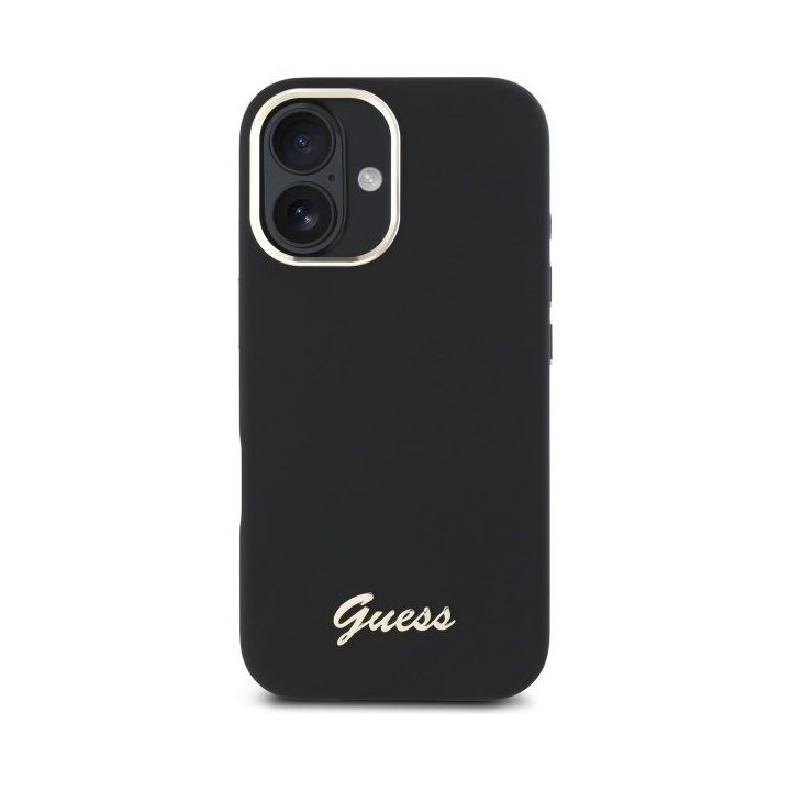 Dėklas iPhone 16 Plus Guess juodas su logotipu – patikimas pasirinkimas