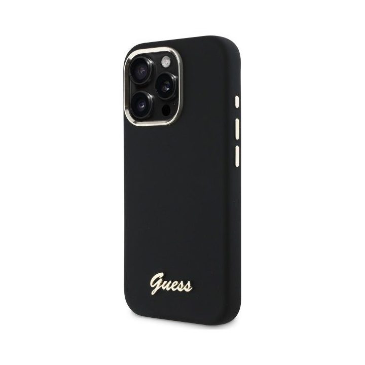 Dėklas iPhone 16 Pro Max Guess juodas su logotipu – patikimas pasirinkimas