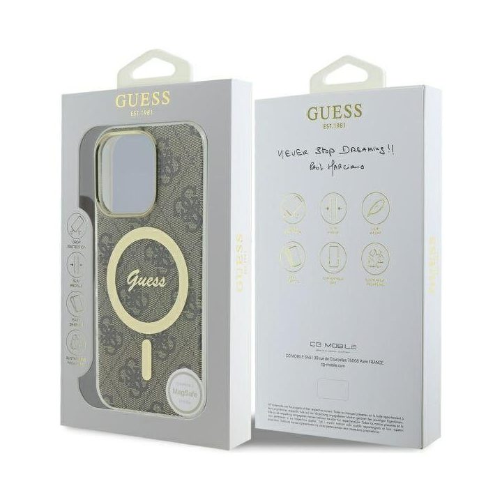 Dėklas iPhone 16 Pro Max Guess IML 4G rudas – patikimas pasirinkimas