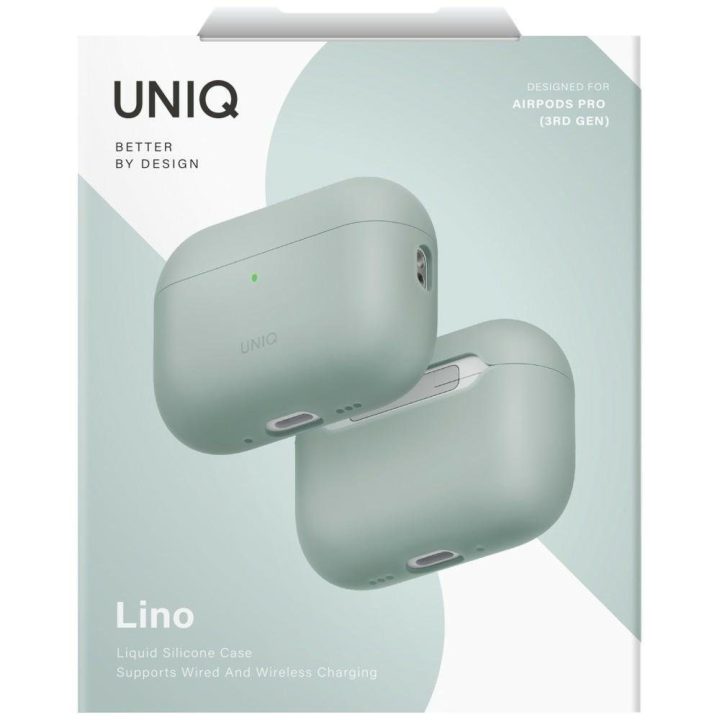 Dėklas AirPods Pro 3 Uniq Lino silikoninis žalias – patikimas pasirinkimas
