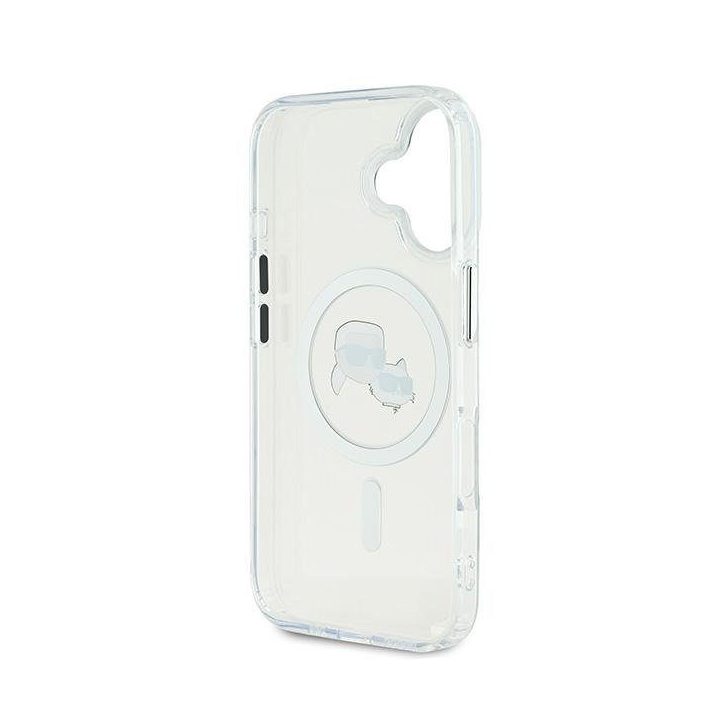 Dėklas iPhone 16 Plus Karl Lagerfeld balto dizaino – stilingas pasirinkimas