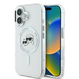 Dėklas iPhone 16 Karl Lagerfeld IML Karl&Choupette baltas – stilingas pasirinkimas