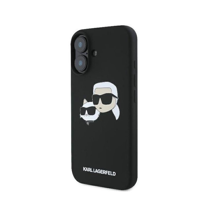 Dėklas iPhone 16 Karl Lagerfeld juodas su spauda – stilingas pasirinkimas