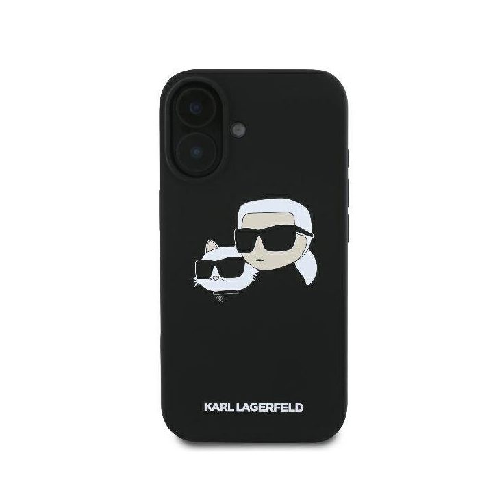 Dėklas iPhone 16 Karl Lagerfeld juodas su spauda – stilingas pasirinkimas