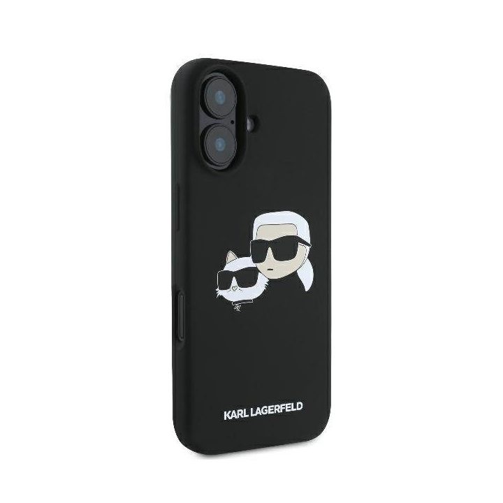 Dėklas iPhone 16 Karl Lagerfeld juodas su spauda – stilingas pasirinkimas