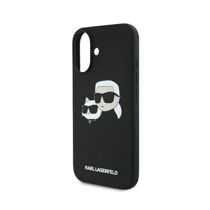Dėklas iPhone 16 Karl Lagerfeld juodas su spauda – stilingas pasirinkimas