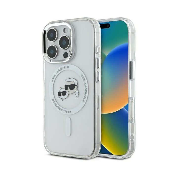Dėklas iPhone 16 Pro Max Karl Lagerfeld baltas – stilingas pasirinkimas