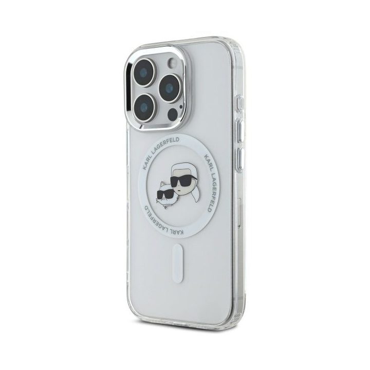Dėklas iPhone 16 Pro Max Karl Lagerfeld baltas – stilingas pasirinkimas