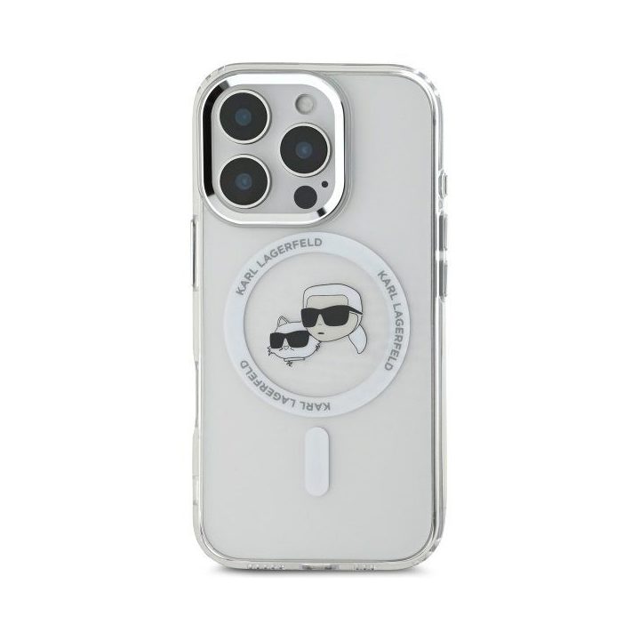 Dėklas iPhone 16 Pro Max Karl Lagerfeld baltas – stilingas pasirinkimas