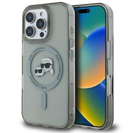 Dėklas iPhone 16 Pro Max Karl Lagerfeld juodas metalinis – stilingas pasirinkimas
