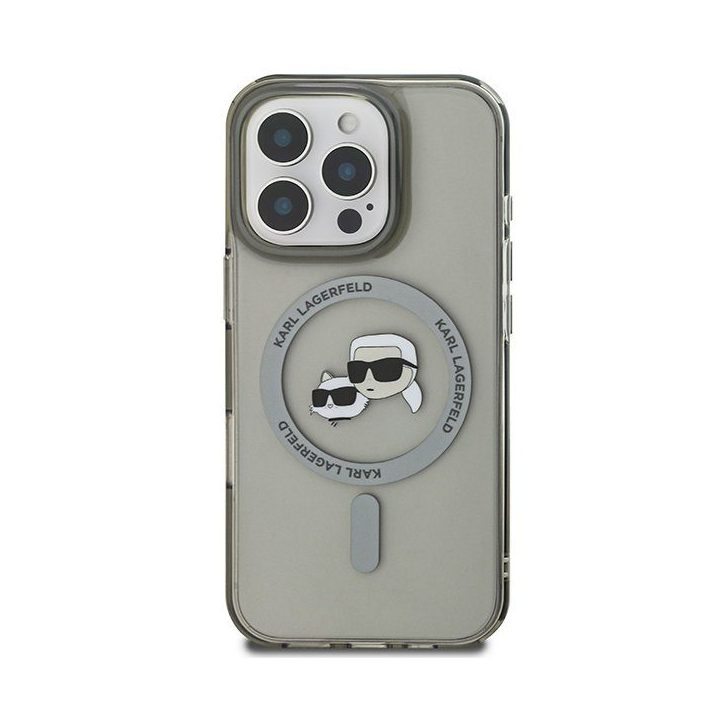 Dėklas iPhone 16 Pro Max Karl Lagerfeld juodas metalinis – stilingas pasirinkimas