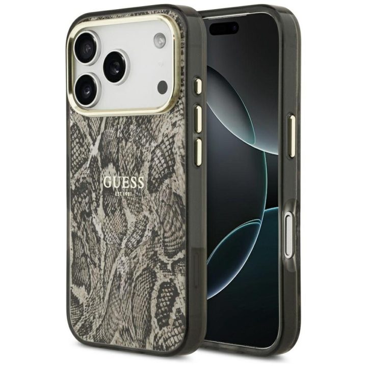 Dėklas MagSafe iPhone 17 Pro Max Guess raštuotas – stilingai apsaugai ir patogiam naudojimui.