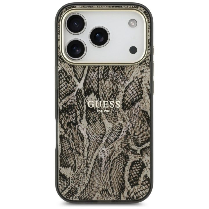 Dėklas MagSafe iPhone 17 Pro Max Guess raštuotas – stilingai apsaugai ir patogiam naudojimui.