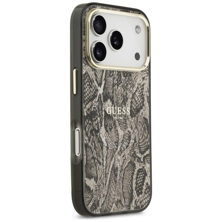 Dėklas MagSafe iPhone 17 Pro Max Guess raštuotas – stilingai apsaugai ir patogiam naudojimui.