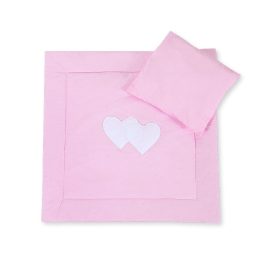 Patalynės komplektas su antklode ir pagalve Pram Hearts – jaukumui ir saldiems sapnams.
