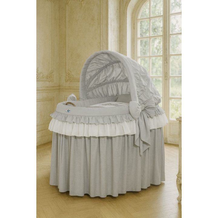 Lopšys pilkas pintas Little Prince/Princess – jaukumui ir ramybei kūdikiui.