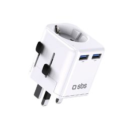 Kelionių adapteris universalus SBS su 2 USB-A – patogiam įkrovimui visame pasaulyje.