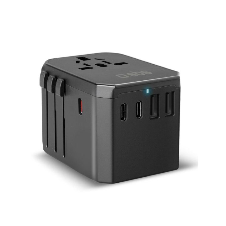 Įkroviklis GaN 70W World Travel su dėklu – patogiam įkrovimui kelionėse.