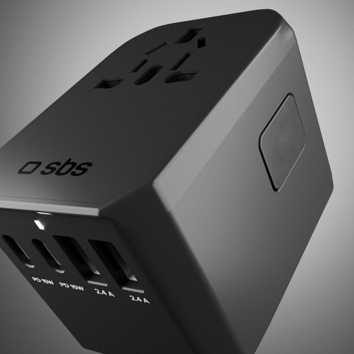 Įkroviklis GaN 70W World Travel su dėklu – patogiam įkrovimui kelionėse.