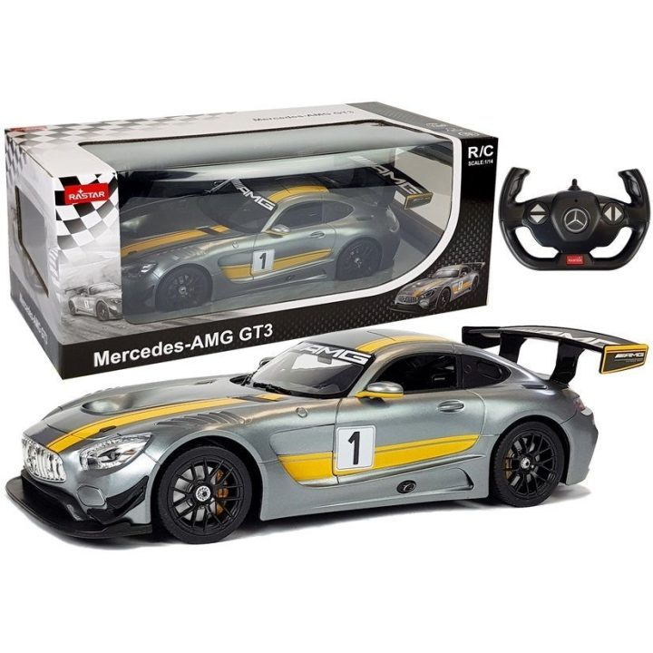 Automobilis radijo bangomis Mercedes AMG GT3 Rastar – greičiui ir pramogai namuose ir lauke.