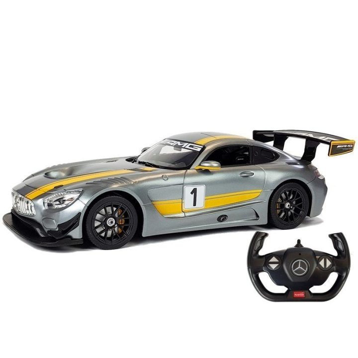 Automobilis radijo bangomis Mercedes AMG GT3 Rastar – greičiui ir pramogai namuose ir lauke.