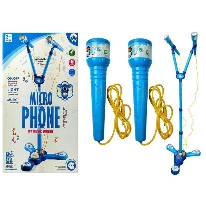 Mikrofonas su stovu Karaoke Set – smagiam dainavimui ir šventės nuotaikai kurti.