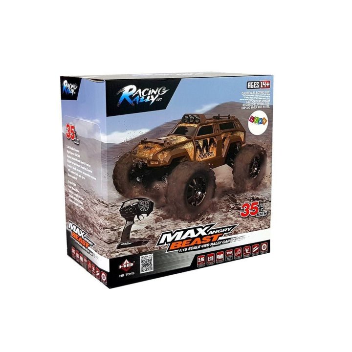 Mašinėlė radijo bangomis ruda Rally Car 1:18 – greičiui ir pramogai lauke.