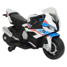 Motociklas elektrinis BMW S1000RR balta versija – mažiesiems greičio entuziastams ir žaidimų nuotykiams.