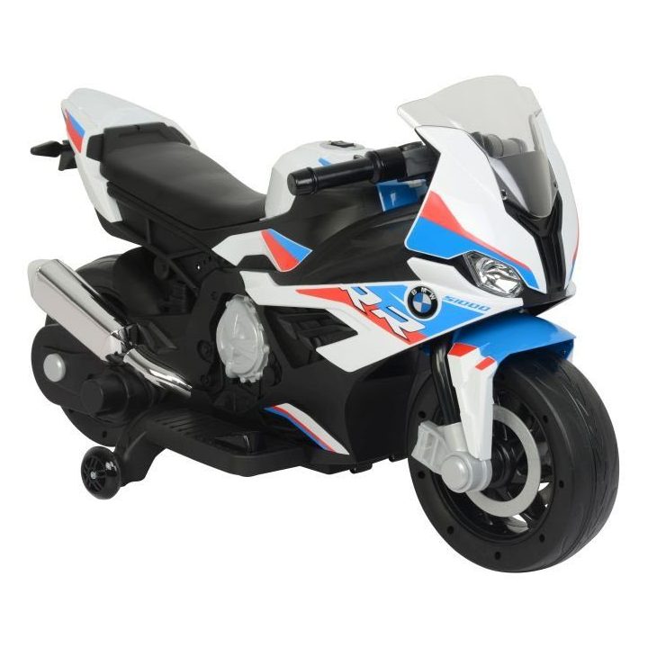 Motociklas elektrinis BMW S1000RR balta versija – mažiesiems greičio entuziastams ir žaidimų nuotykiams.