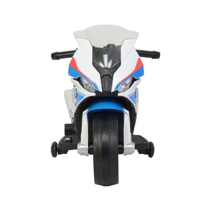 Motociklas elektrinis BMW S1000RR balta versija – mažiesiems greičio entuziastams ir žaidimų nuotykiams.