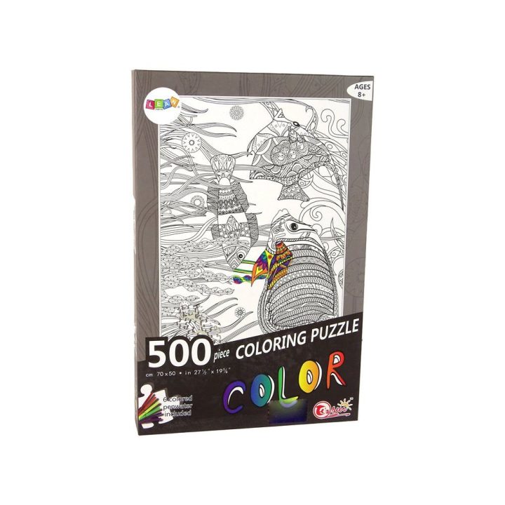 Dėlionė vandenyno žuvų 500 dalių – spalvinimui ir kūrybinei ramybei.