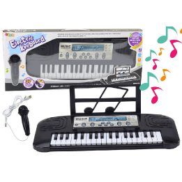 Elektrinis pianinas vaikams su mikrofono stovu – muzikiniam lavinimui ir žaidimams.