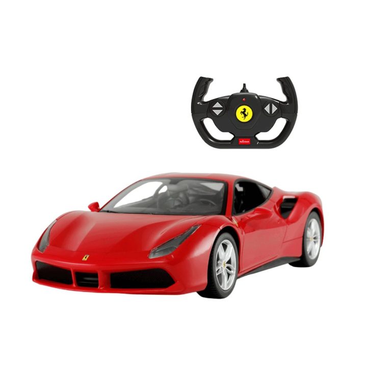 Mašinėlė Ferrari 488 GTB Rastar valdomas – greičiui ir azartui žaidimų metu.