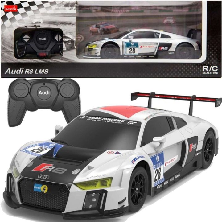 Automobilis radijo bangomis valdomas Audi R8 LMS – greičiui ir pramogai namuose ar lauke.