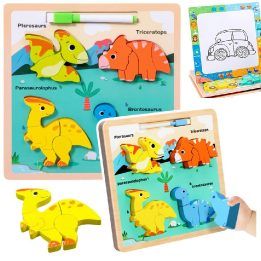 Dėlionė medinė edukacinė su dinozaurais – lavinimui ir kūrybiškam žaidimui.