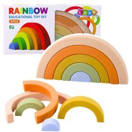 Žaislas dėlionė guminė pastelinių spalvų Rainbow – lavinimui ir smagiam žaidimui mažyliams.