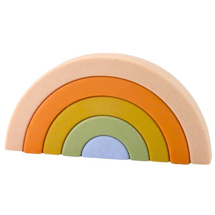 Žaislas dėlionė guminė pastelinių spalvų Rainbow – lavinimui ir smagiam žaidimui mažyliams.