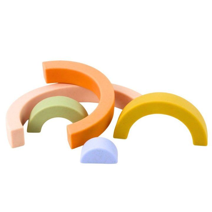 Žaislas dėlionė guminė pastelinių spalvų Rainbow – lavinimui ir smagiam žaidimui mažyliams.