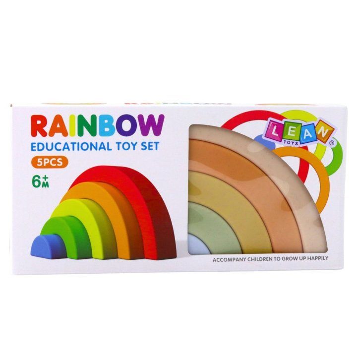 Žaislas dėlionė guminė pastelinių spalvų Rainbow – lavinimui ir smagiam žaidimui mažyliams.