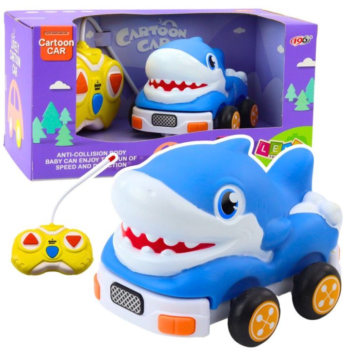 Mašinėlė su pulteliu vaikams Blue Shark – smagiam ir saugiam žaidimui namuose.