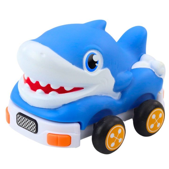 Mašinėlė su pulteliu vaikams Blue Shark – smagiam ir saugiam žaidimui namuose.