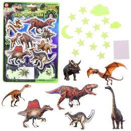Lipdukai šviečiantys dinozaurai ir žvaigždės – žaismingam vaikų kambario dekorui.