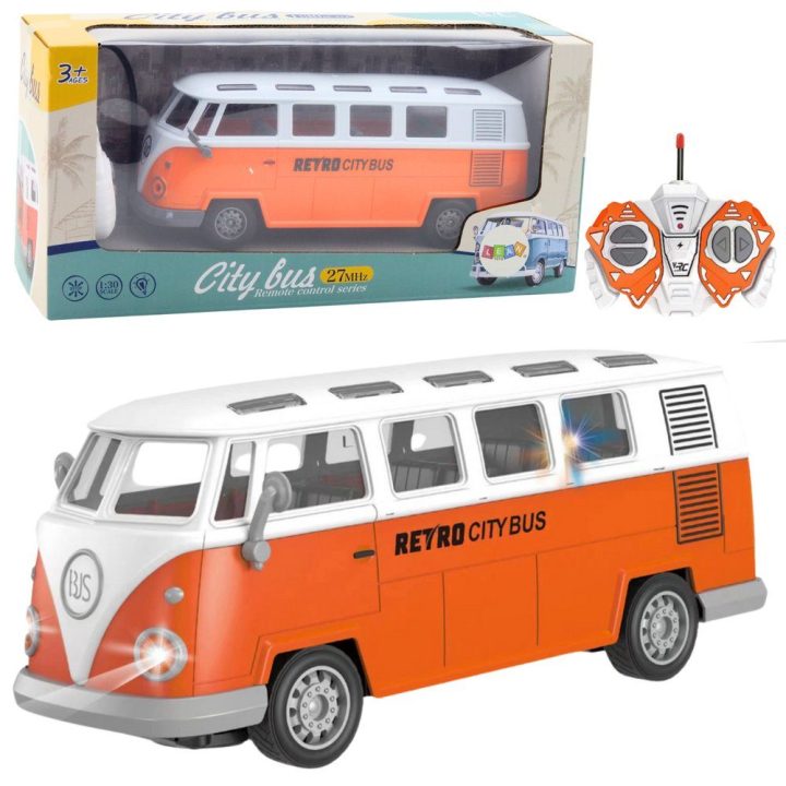 Žaislinis autobusas Retro City su pulteliu – džiaugsmui ir kūrybiškiems nuotykiams.
