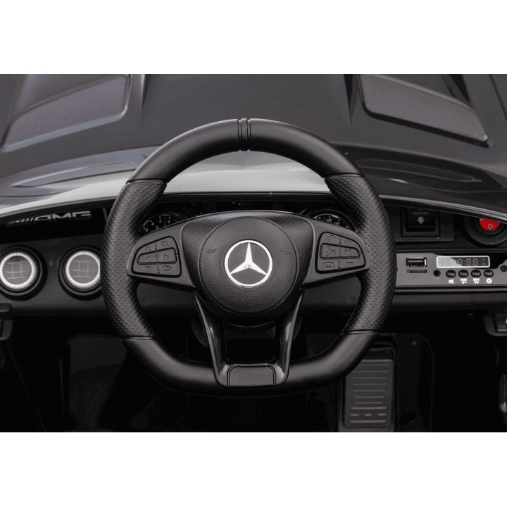 Elektromobilis Mercedes GTR vaikams – pramogai ir saugiam vairavimo džiaugsmui.