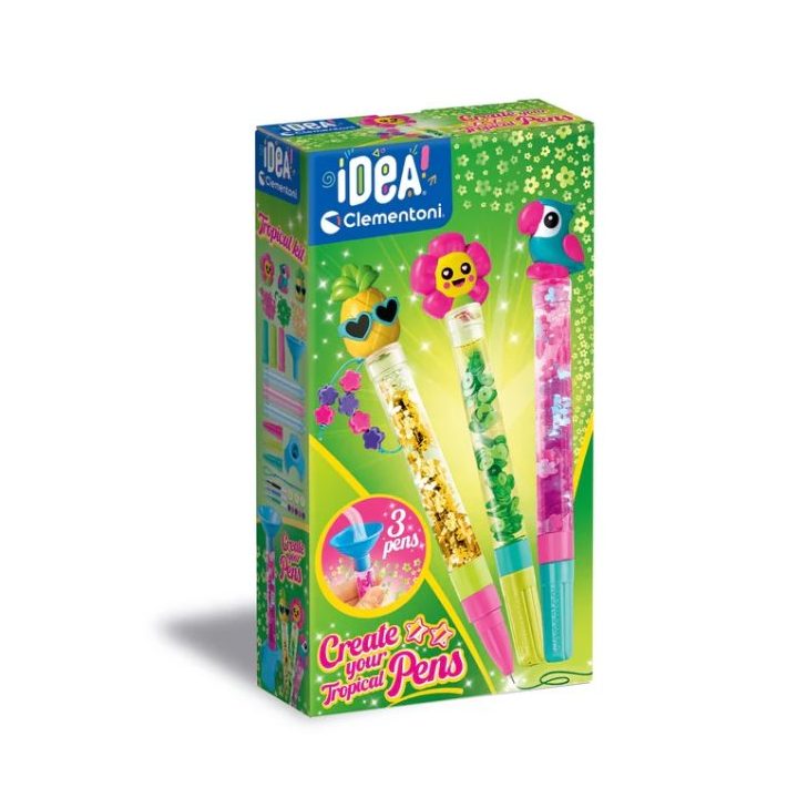 Rinkinys piešimui Tropical Pens Clementoni – kūrybiškiems spalvinimo nuotykiams namuose.