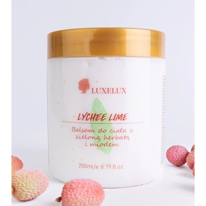 Kūno balzamas LYCHEE LIME Luxelux – gaivinančiai odos priežiūros rutinai.