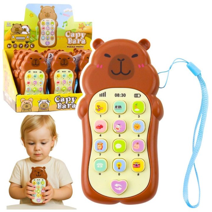 Žaislinis telefonas su garsais ir melodijomis Capybara – smagiam mokymuisi žaidžiant.